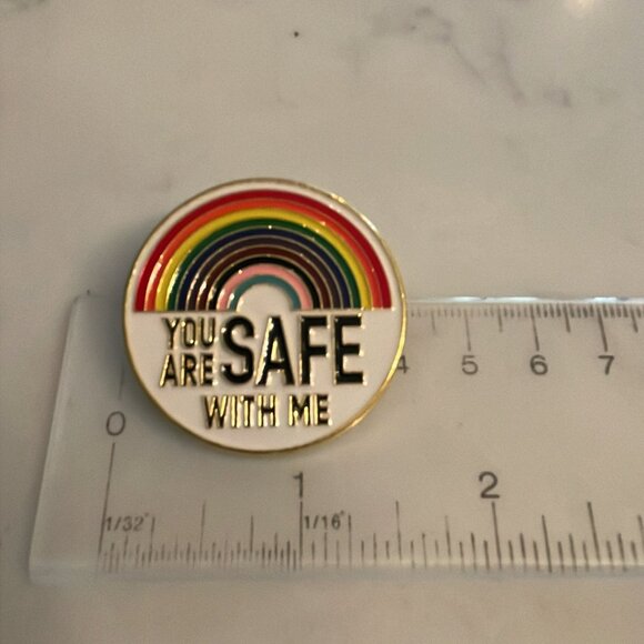 *♪ Brooch Lg Rainbow Trans Pride LGBTQ Safe Space You Are Safe Inclusivity Pin*♪ - Picture 3 of 7